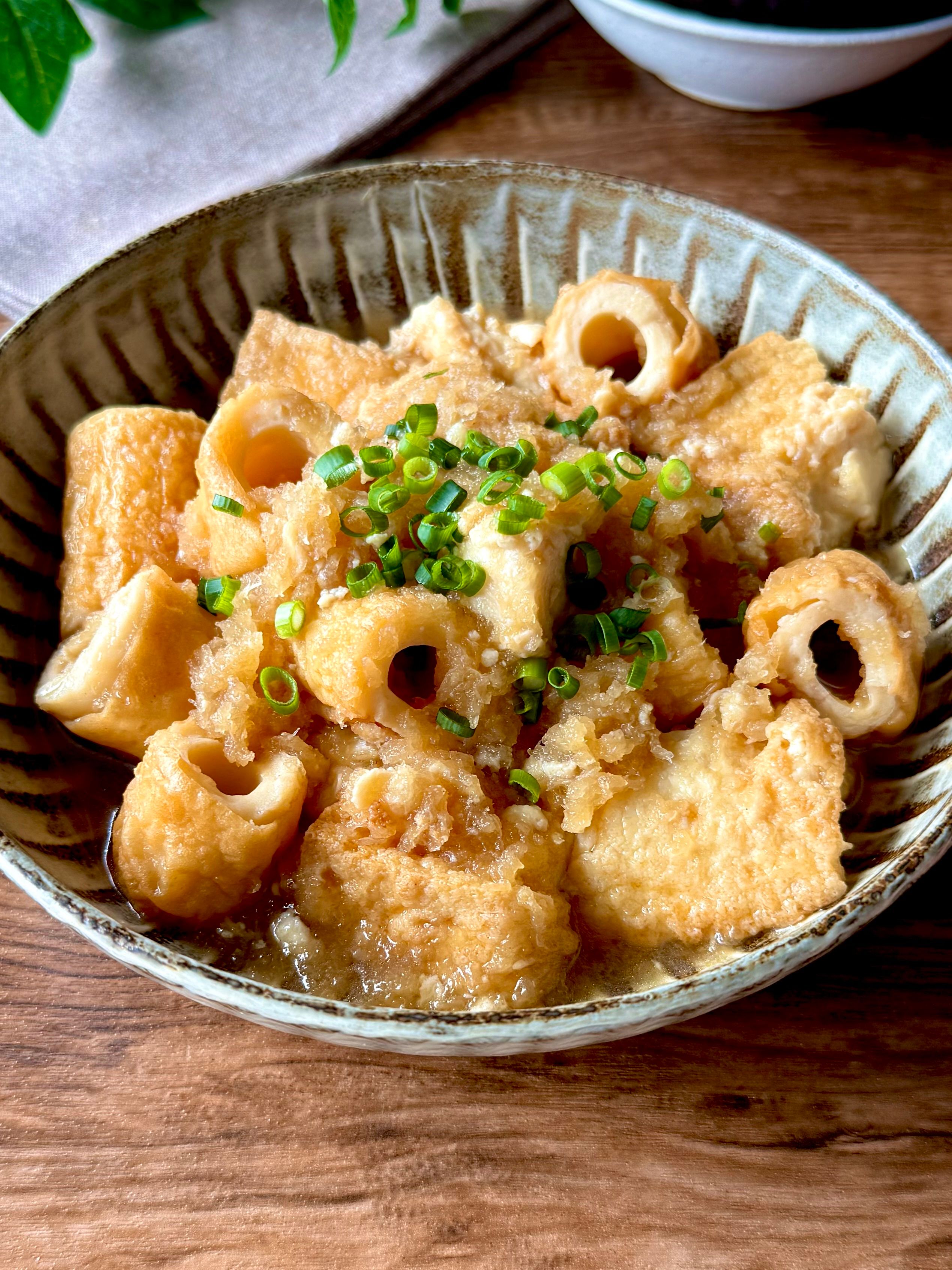 レンジ10分味しみ！材料3つ♪【厚揚げとちくわのおろし煮】 | レシピ