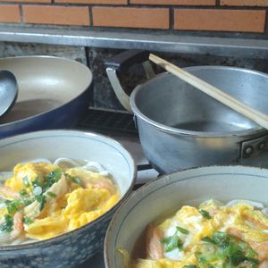 1535679の作ってみた!投稿(ほぐして食べる美味しさ♡とろーり半熟卵のかに玉うどん)