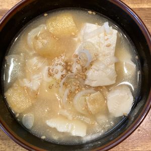 くだもの大好き🧡の作ってみた!投稿(ポカポカ！崩し豆腐とねぎと油揚げの生姜味噌スープ)