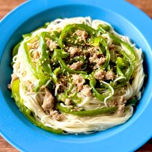 味付け1つ！うどんスープで♪【無限ピーマンの混ぜそうめん】