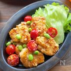 揚げない！鶏むね肉唐揚げとトマトのハニーマスタードマヨ和え