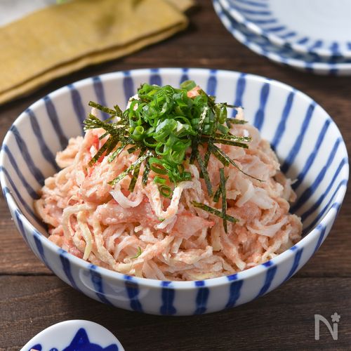 【切り干し大根とかにかまの明太マヨ和え】5分で腸活おかず
