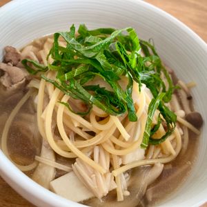 ゆかりの作ってみた!投稿(【豚肉ときのこの和風スープパスタ】パスタ好きの夫が絶賛！)