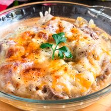 【包丁も火も使わない！】ひき肉のコンソメチーズ焼き