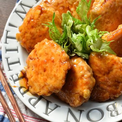 【材料2つ】旨味がたまらない♡厚揚げdeかさ増し♡鶏つくね♡