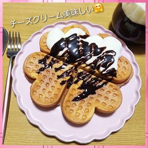 ナムディの作ってみた!投稿(【韓国屋台飯】生クリームワッフル（ホットケーキミックス使用）)