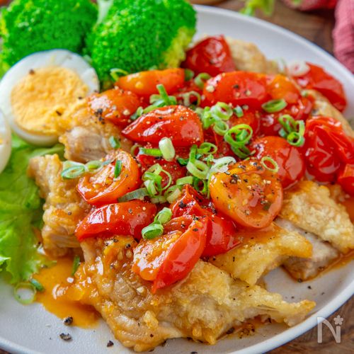 さっぱり美味【トマトレモンチキン】うどんスープで味付け1つ!