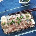 レンジで簡単☆豚薄切り肉となすの重ね蒸しと香ばしネギソース