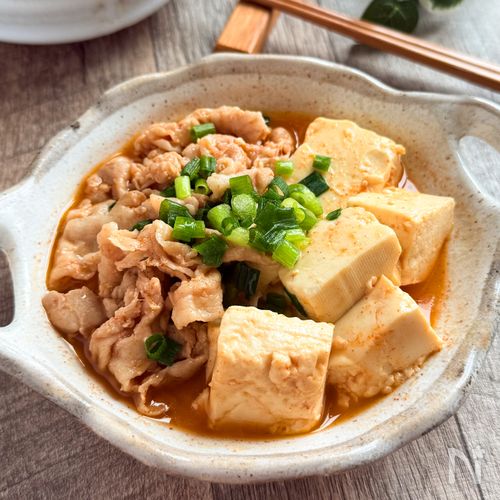 煮るだけ絶品♩ピリ辛味噌の肉豆腐
