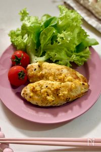 簡単♡鶏ささみのからしマヨ焼き【高たんぱく・作りおき】