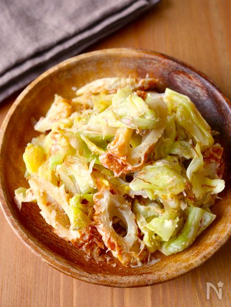 レンジで5分！【キャベツとちくわのおかかマヨサラダ】