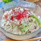 【トマトとアボカドのレモン洋風白和え】うどんスープで超簡単！
