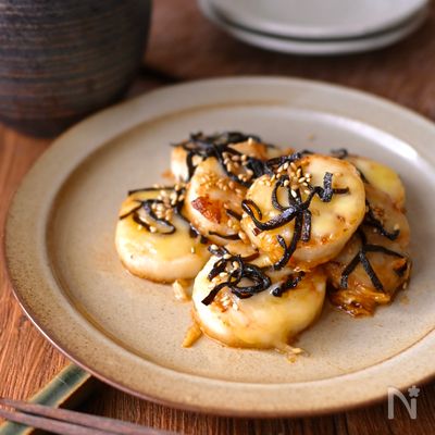 塩昆布チーズの和風長芋ステーキ
