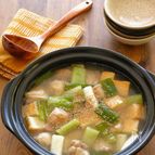 長ねぎと鶏肉と絹厚揚げの白だしとろみ煮