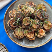 生姜焼きのたれで【なすのはさみ焼き】