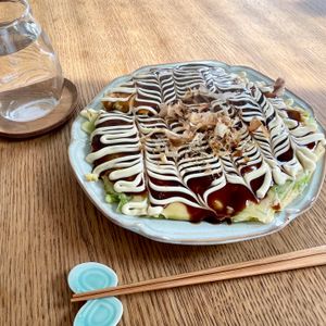 グリーンラテの作ってみた!投稿(混ぜてチンするだけ！小腹が空いた時の【レンチンお好み焼き】)