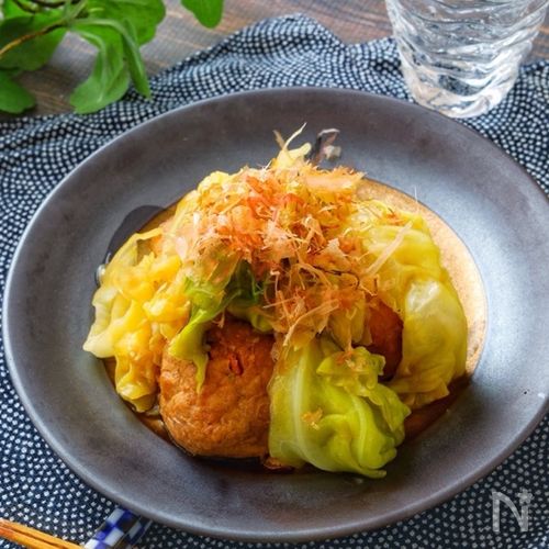 春キャベツと京がんもの煮浸し