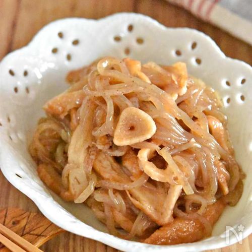 しらたきとさつま揚げのガーリック煮【作り置き】