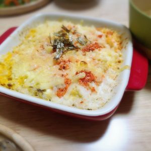 みつつの作ってみた!投稿(火を使わない！明太チーズ山芋鉄板)