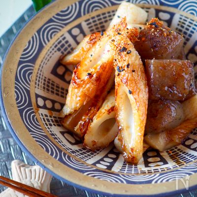 ご飯がススム＊ちくわとこんにゃくの甘辛煮【調味料2つだけ】