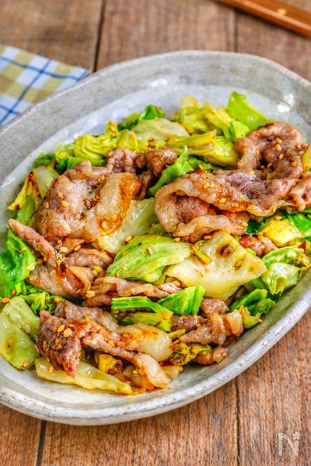 豚こまとキャベツのうまだれ炒め
