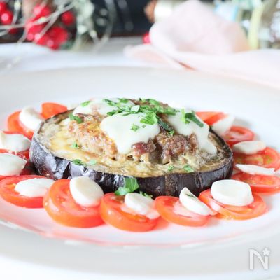 オーブンにおまかせ♡茄子のとろーりハンバーグ♡