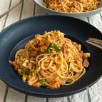 【豚キムパスタ】こっくりピリ辛が絶妙！ジャキッと楽しい食感♪