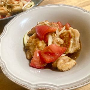 ゆかりの作ってみた!投稿(ポン酢で簡単！【鶏肉のトマト南蛮漬け】暑い日に食べたい♪)