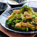 ＊絹揚げと小松菜とひき肉の白だしレモン炒め＊