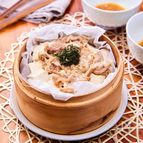 豚とレンコンの豆腐蒸し ～甘酒と生姜のあったかソース～