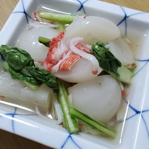 週一だけは頑張ります💦の作ってみた!投稿(寒い夜は温まろ🥰かぶとカニカマのとろとろ旨だしあんかけ☃)