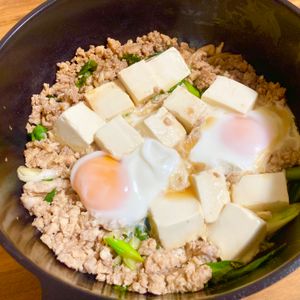 ゆかりの作ってみた!投稿(ワンパン10分！【ひき肉と豆腐の甘辛すき煮】豆腐水切り不要♩)