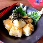 日本酒に【クリームチーズの揚げ出し】おだしの風味をきかせ
