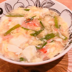 ミルクの作ってみた!投稿(【ニラと豆腐のかにたまスープ】とろ〜りあったか中華スープ♡)