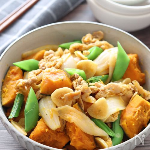 【かぼちゃと新玉と豚の甘酢煮】砂糖も油も水も不使用！超超簡単