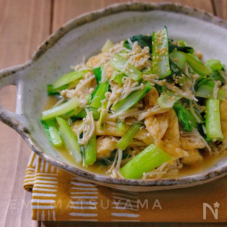 レンジで簡単 小松菜とえのきと油揚げの白だし煮 By 松山絵美 レシピサイト Nadia ナディア プロの料理家のおいしいレシピ