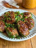 ソースがバリ旨《豆腐でふわふわ♡ピーマンの肉詰め》