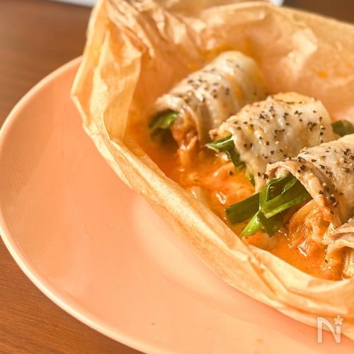レンチンで簡単🙌豚キムチーズ巻き🐷