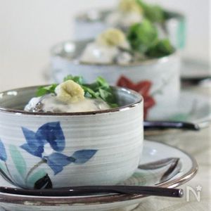 牡蠣と鶏肉の蕪蒸し