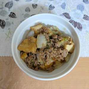 陸1188786の作ってみた!投稿(【レンジで！白菜と厚揚げのそぼろあん丼】ぱぱっと時短でできる)