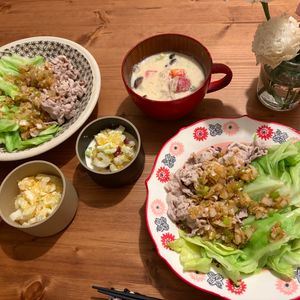 あんまんの作ってみた!投稿(豚キャベツの香味だれ【#簡単#包丁不要#万能だれ】)