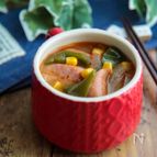 ウィンナーと具だくさん野菜のナポリタン風!?お味噌汁