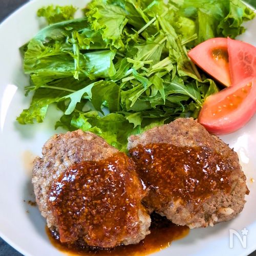 【こっそり糖質補給！】ごはん入りレンコンハンバーグ