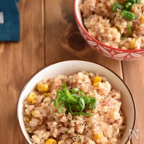 【カニカマとコーンの炊き込みご飯】包丁不要!おかわり必須!