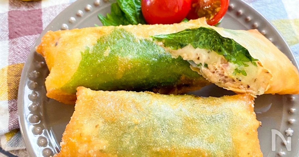簡単揚げ焼き☆ツナマヨチーズと大葉のペッパー春巻き