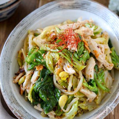【痩せ副菜】鶏ささみとキャベツと豆もやしの麻辣サラダ