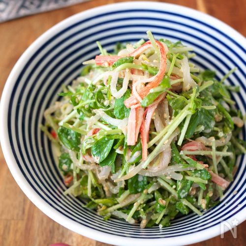 【免疫・美肌力アップ！】豆苗とかにかまの胡麻マヨ旨サラダ♪