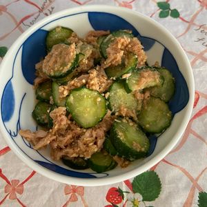 万福の作ってみた!投稿(即席♪きゅうりとツナのやみつき中華風サラダ)