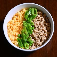 レンジで簡単!ヘルシー三色丼