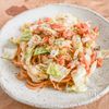 ガッツリ食べよう！塩鮭とキャベツのバタポンパスタ